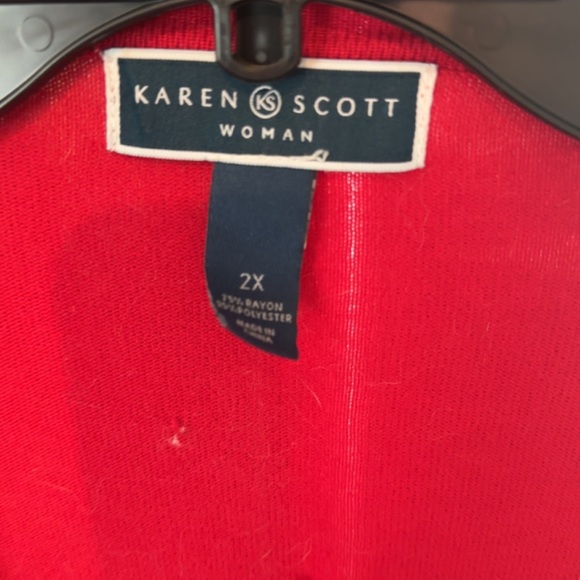 BOGO Karen Scott Red & Black Long Sleeve Button up Cardigan EUC size 2X - Picture 2 of 2